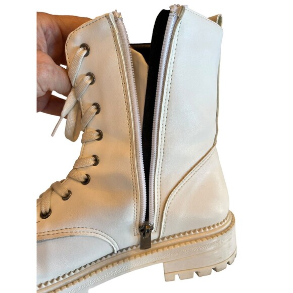 Unbranded Women's White Combat Boots Lace Up/Side Zip 9.5 EU 40 - Picture 7 of 10